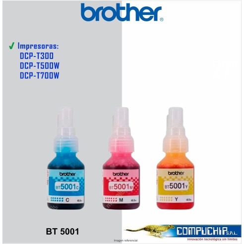 TINTA BROTHER BT5001 CIAN, MAGENTA, AMARILLO DCP-T300W/500W/700W