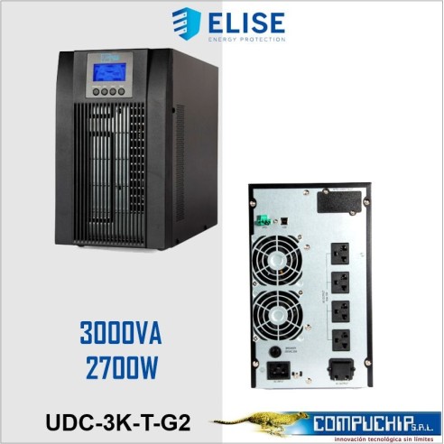 UPS Elise UDC-3K-T-G2, On-Line, 3kVA, 2.7KW, 100V ~ 300VAC, Display LCD.