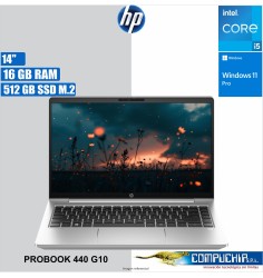 Notebook HP ProBook 440 G10 14" FHD LED, Core i5-1335U hasta 4.6GHz, 16GB DDR4-3200MHz