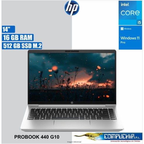 Notebook HP ProBook 440 G10 14" FHD LED, Core i5-1335U hasta 4.6GHz, 16GB DDR4-3200MHz