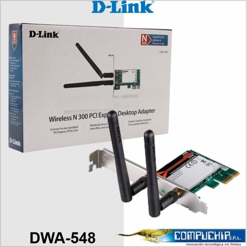 Tarjeta Wireless D-Link DWA-548, 802.11g/n, 300 Mbps, PCI-e, 2dBi.