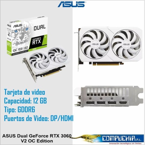 Tarjeta de video ASUS Dual GeForce RTX 3060 V2 OC Edition, 12GB GDDR6