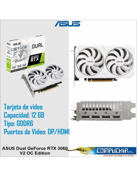 Tarjeta de video ASUS Dual GeForce RTX 3060 V2 OC Edition, 12GB GDDR6