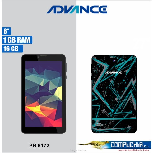 Tablet Advance Prime PR6172, 8" 1024x600, Android 9 Go , 3G , Dual SIM, 16GB, RAM 1GB.
