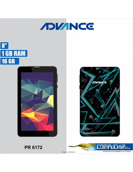 Tablet Advance Prime PR6172, 8" 1024x600, Android 9 Go , 3G , Dual SIM, 16GB, RAM 1GB.