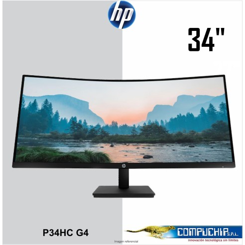 Monitor HP P34hc G4 WQHD VA USB-C Curvo 34" HDMI / DP / USB-A, Color Negro.