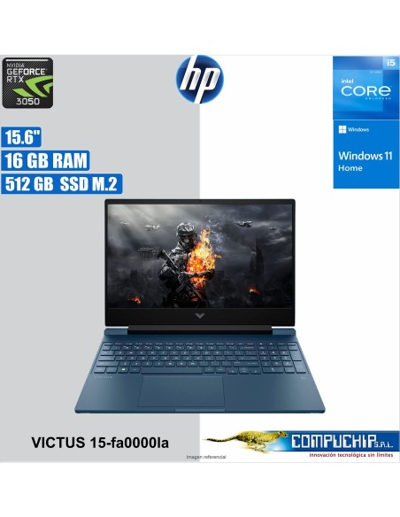 Notebook HP Victus Gaming 15-fa0000la 15.6" FHD IPS Core i5-12450H hasta 4.4GHz 16GB DDR4