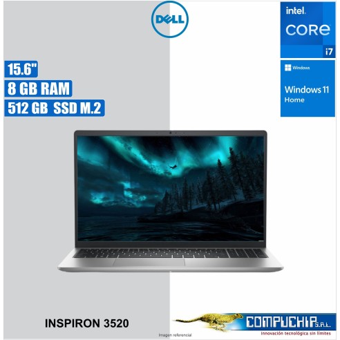 Laptop Dell Inspiron 3520 15.6" LED FHD WVA, Core I7, 8GB DDR4, 512GB SSD M.2.