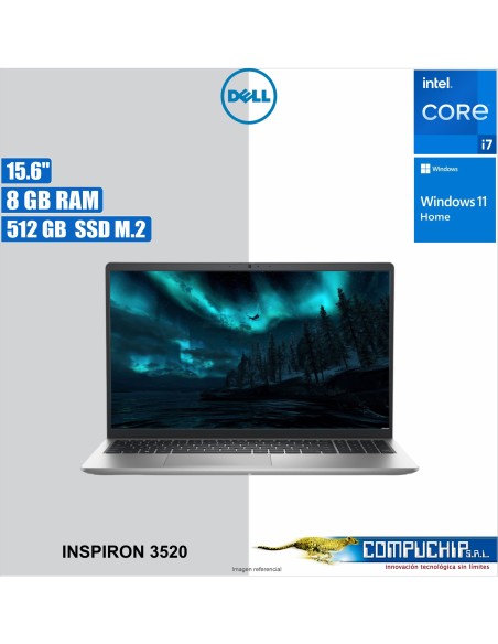 Laptop Dell Inspiron 3520 15.6" LED FHD WVA, Core I7, 8GB DDR4, 512GB SSD M.2.