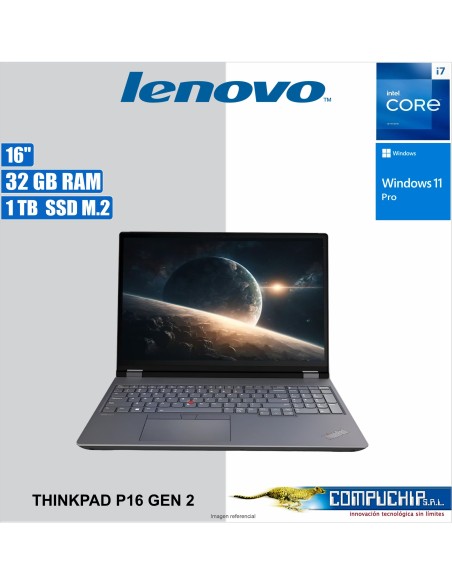 Notebook Lenovo ThinkPad P16 Gen 2 16" WUXGA IPS Core i7-13700HX 2.1/5.0GHz 32GB DDR5-5600