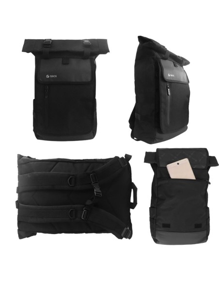 Mochila Teros TE-ACS9018, Poliéster, notebook hasta 15.6", negro.