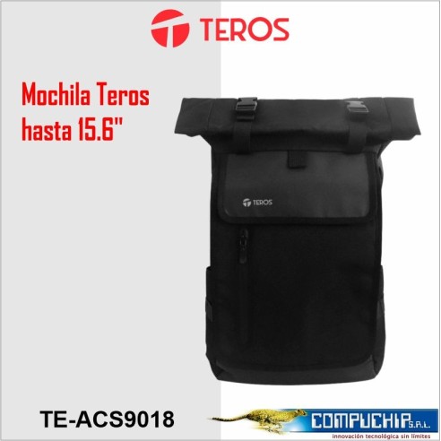 Mochila Teros TE-ACS9018, Poliéster, notebook hasta 15.6", negro.