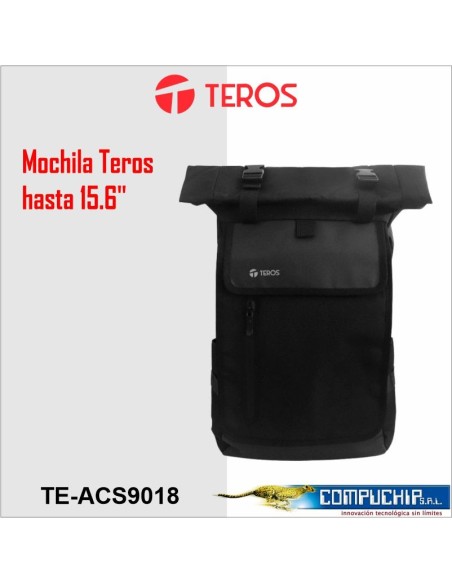Mochila Teros TE-ACS9018, Poliéster, notebook hasta 15.6", negro.