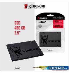 Unidad de Estado Solido Kingston A400, 480GB, SATA 6Gb/s, 2.5", 7mm.