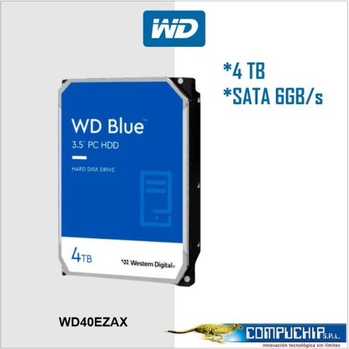 Disco duro Western Digital Blue WD40EZAX, 4TB, SATA 6GB/s, 3.5" 5400rpm, Cache 256MB