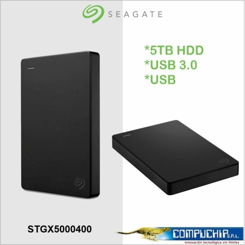 Disco duro externo portatil Seagate STGX5000400, 5TB, USB 3.0, Negro