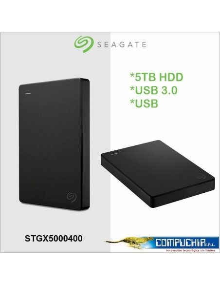 Disco duro externo portatil Seagate STGX5000400, 5TB, USB 3.0, Negro