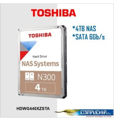 Disco duro Toshiba N300, 4TB NAS, SATA 6.0Gb/s, 7200rpm, 256MB Cache, 3.5".