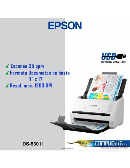 Escáner de documentos Epson DS-530 II, USB 3.0 de alta velo
