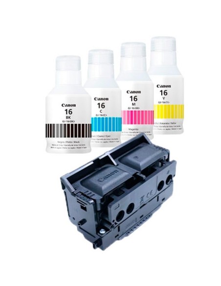 Kit de cartuchos Canon GI-16 BK,C,M,Y + Cabezal PH-S