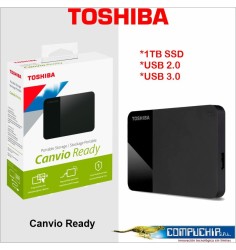Disco duro externo Toshiba Canvio Ready 1TB, USB 3.0/2.0, Plug & Play, Negro