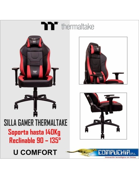 SILLA GAMING  THERMALTAKE U COMFORT(PVC) NEGRO-ROJO