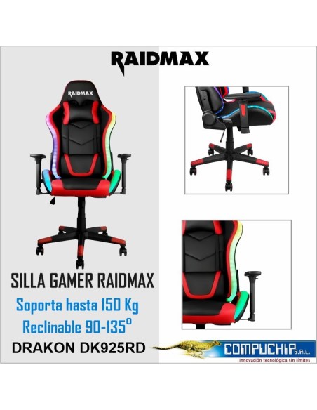 SILLA GAMER RAIDMAX DRAKON DK925RD ARGB ROJO
