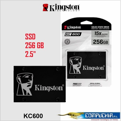 Unidad en estado solido Kingston KC600, 256GB, SATA 6.0 Gbps, 2.5", 7mm.