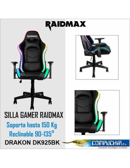 SILLA GAMER RAIDMAX DRAKON DK925BK ARGB NEGRO