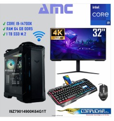 PC INTEL CORE I9-14900K,3.20/6.00GHz, 36 MB, 64GB DDR5, 1TB SSD M.2, MONITOR 32"