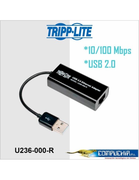 Adaptador de red Tripp-Lite U236-000-R, USB 2.0 a RJ-45 Ethernet 10/100.