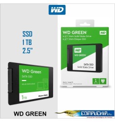 Unidad de estado solido Western Digital Green, WDS100T3G0A, 1TB, SATA 6Gb/s, 2.5", 7mm.