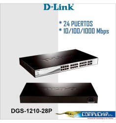 Switch D-Link DGS-1210-28P, Capa 2, PoE, 24 RJ-45 LAN GbE, 4 puertos SFP, Auto MDI/MDIX.