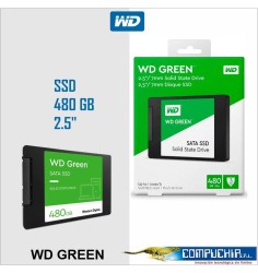 Unidad de estado solido Western Digital Green, WDS480G3G0A, 480GB, SATA 6Gb/s, 2.5", 7mm.