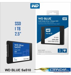 Unidad en estado solido Western Digital Blue SA510, 1TB, SATA 6Gb/s, 2.5", 7mm.