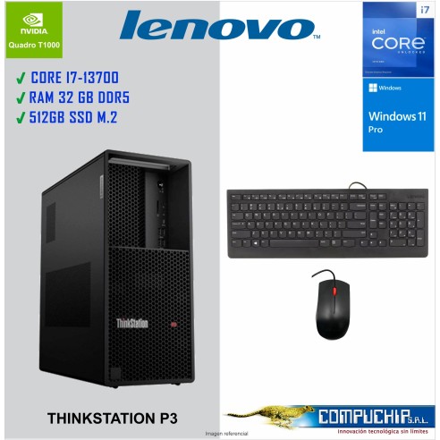 Workstation Tower Lenovo ThinkStation P3 Core i7-13700 hasta 5.2GHz 32GB DDR5-4400 Non-ECC