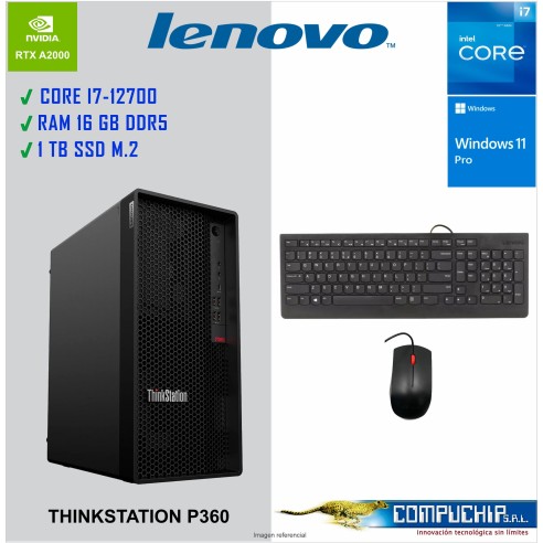 Workstation Tower Lenovo ThinkStation P360 Core i7-12700 2.1/4.8GHz 16GB DDR5-4800 Non-ECC, 1TB SSD, 1TB HDD