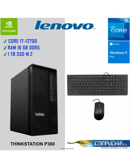 Workstation Tower Lenovo ThinkStation P360 Core i7-12700 2.1/4.8GHz 16GB DDR5-4800 Non-ECC, 1TB SSD, 1TB HDD