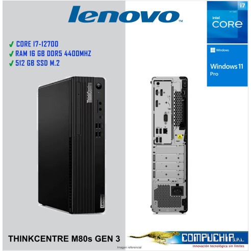 Computadora Lenovo ThinkCentre M80s Gen 3, Core i7-12700 2.1/4.8GHz, 16GB DDR5-4400MHz 1TB SSD, MONITOR 23.8".