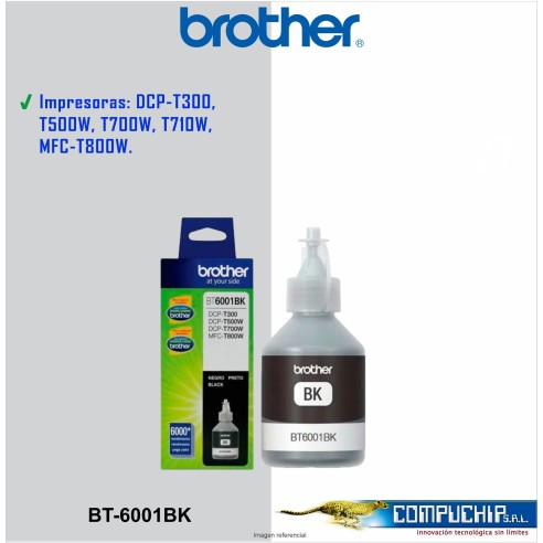 TINTA BROTHER BT6001BK BLACK DCP-T300W/500W/700W