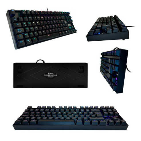 Teclado gamer TEROS TE-4153, mecánico, multimedia, iluminación RGB, TKL, USB