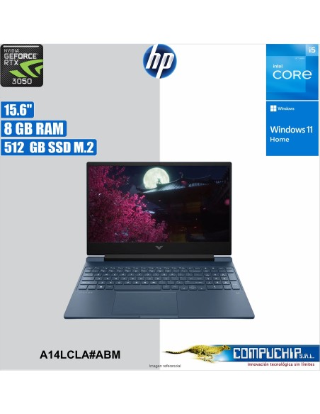 Notebook HP Victus Gaming 15-fa0021la 15.6" FHD IPS Core i5-12450H hasta 4.4GHz, 8GB DDR4