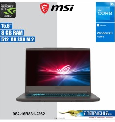 Notebook MSI Thin 15 B12UDX, 15.6" FHD IPS, Core i5-12450H hasta 4.40GHz, 8GB DDR4-3200MHz