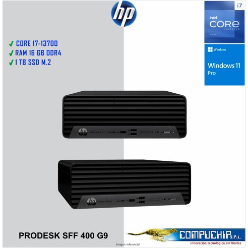Computadora HP Prodesk SFF 400 G9, Core i7-13700 2.10/5.10GHz 16GB DDR4-3200MHz