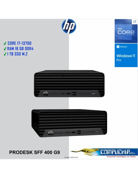 Computadora HP Prodesk SFF 400 G9, Core i7-13700 2.10/5.10GHz 16GB DDR4-3200MHz