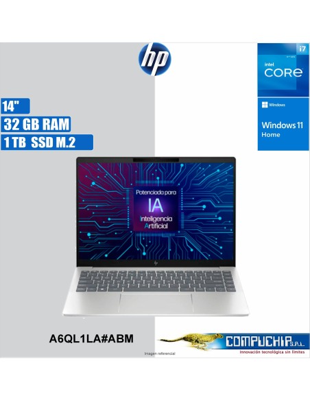 Notebook HP Pavilion Plus 14-ew1002la, Core Ultra 7 155H hasta 4.8GHz, 32GB LPDDR5x-6400
