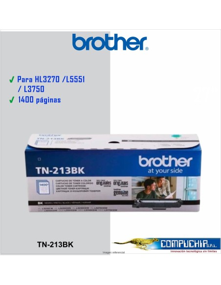 TONER BROTHER TN-213BK BLACK 1400PG. P/ HL3270 /L5551 / L3750