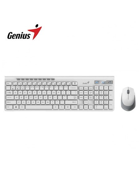 TECLADO GENIUS + MOUSE SLIMSTAR 8230 WIRELESS/BLUETOOTH MULTIMEDIA SP WHITE (31340015401)
