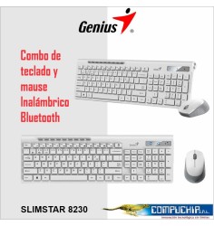 TECLADO GENIUS + MOUSE SLIMSTAR 8230 WIRELESS/BLUETOOTH MULTIMEDIA SP WHITE (31340015401)