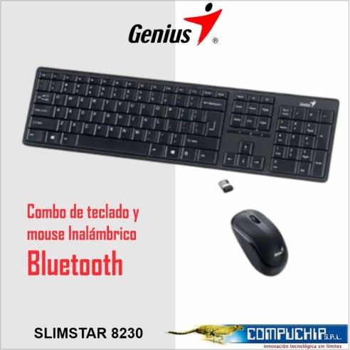 TECLADO GENIUS + MOUSE SLIMSTAR 8230 WIRELESS/BLUETOOTH MULTIMEDIA SP BLACK.